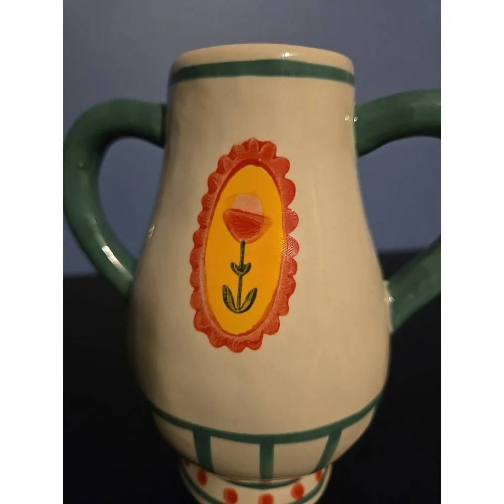 Scandinavian Blossom Hand-painted Stoneware UrnBud Vase Little e Studio‎